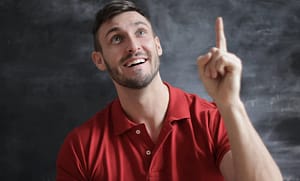 man in red shirt